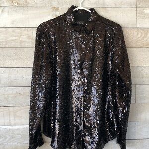 J. Crew Black Sequin Shirt